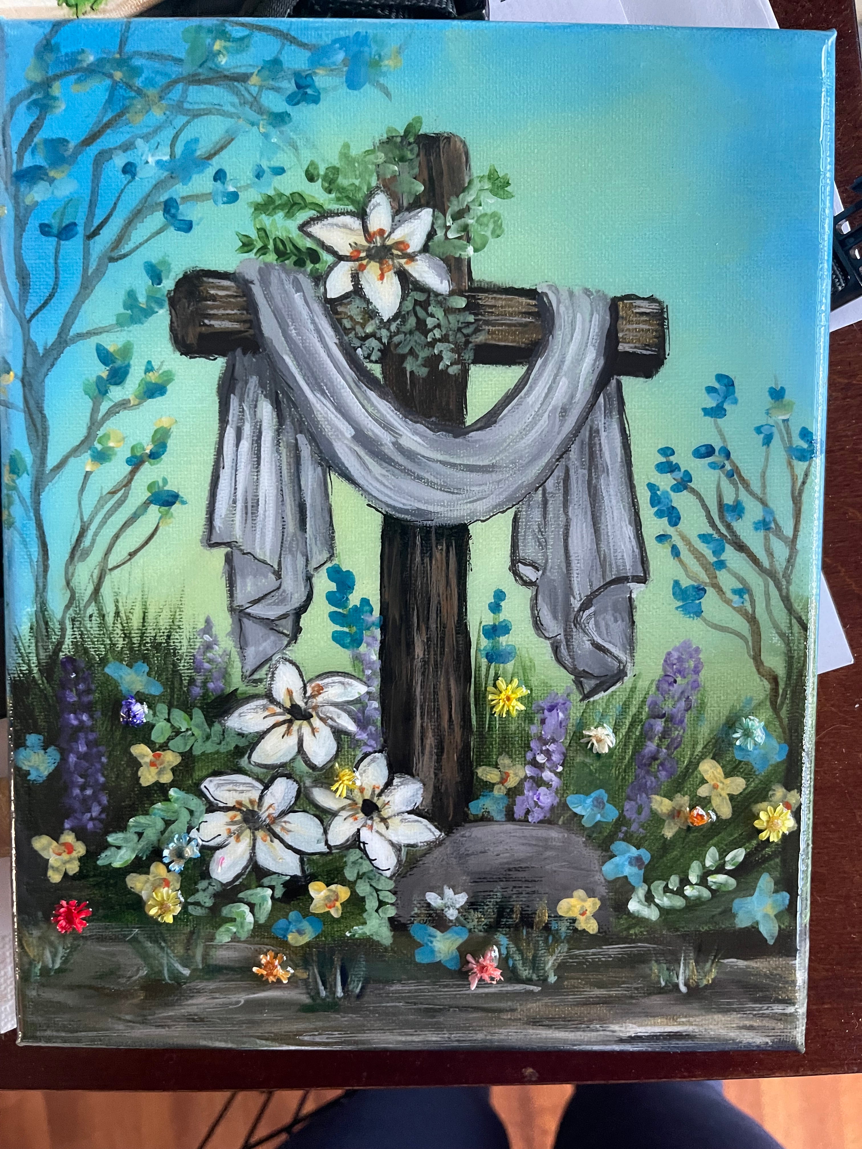 cross and flowers