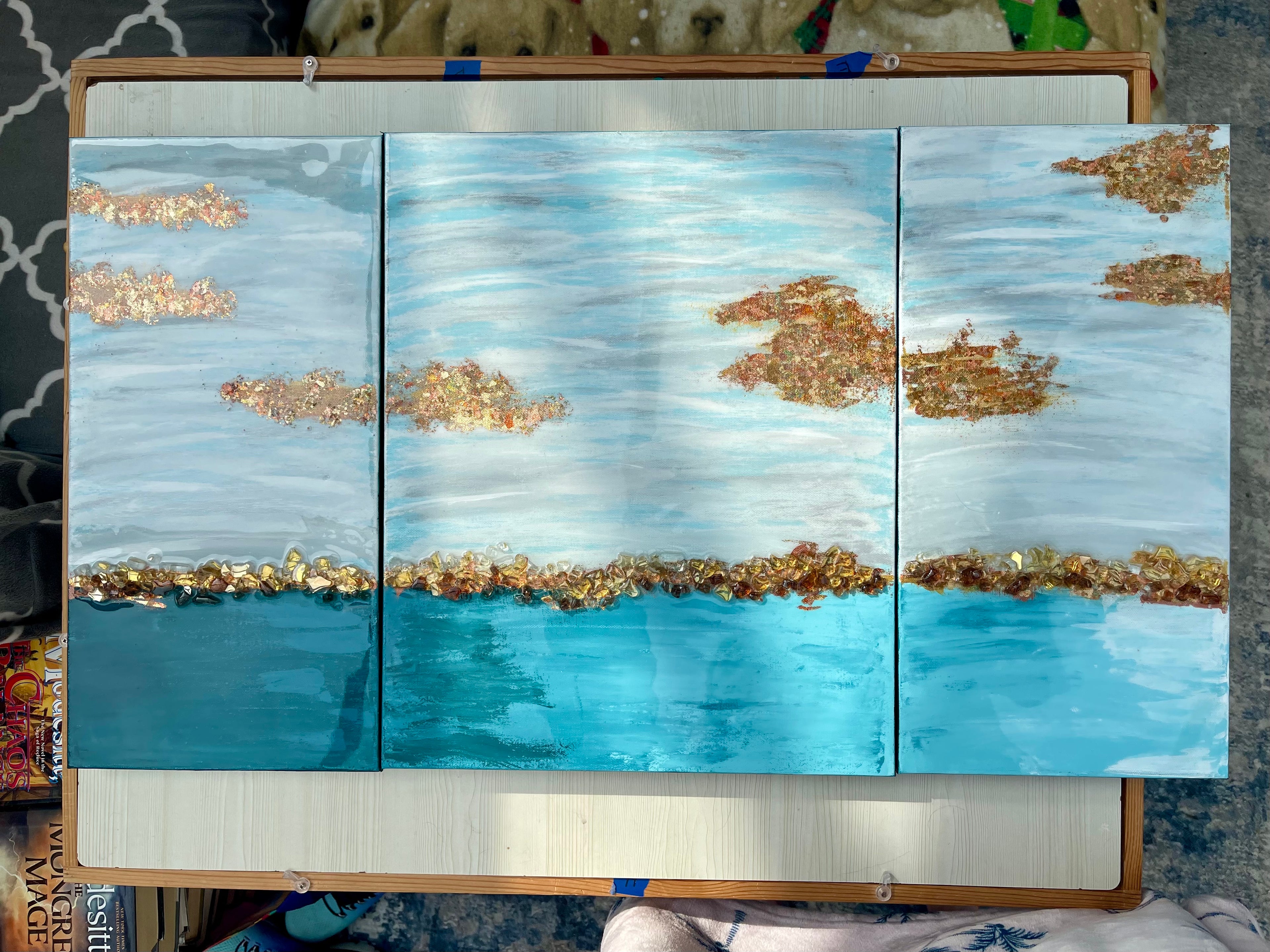 three panel abstract